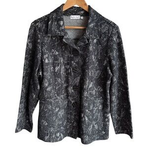 Habitat Lightweight Blazer Jacket Womens L Black Textured Button Up Top EUC